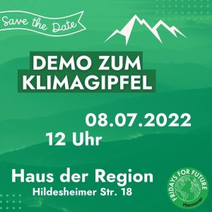 FFF-Demo zum Klimagipfel der Region Hannover @ Haus der Region, Hildesheimer Str. 18